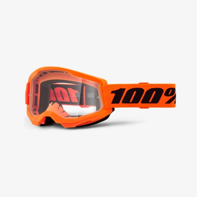 Gogle Motocyklowe 100% Strata 2 Neon Orange Przezroczysta Szybka