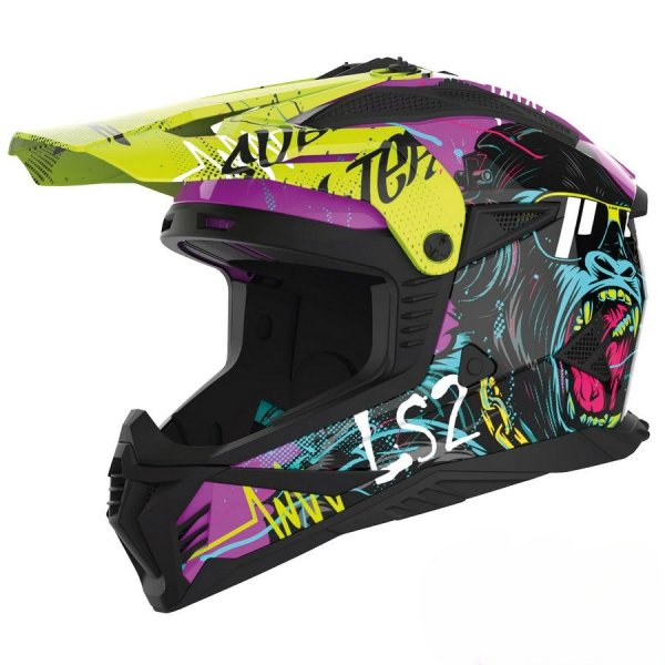Kask Motocrossowy LS2 MX708 Fast II Gorilla Purple H-V Yellow