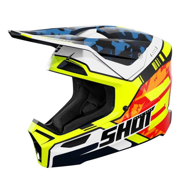 Kask Motocyklowy Shot Furious Kid - Niebiesko-Żółty