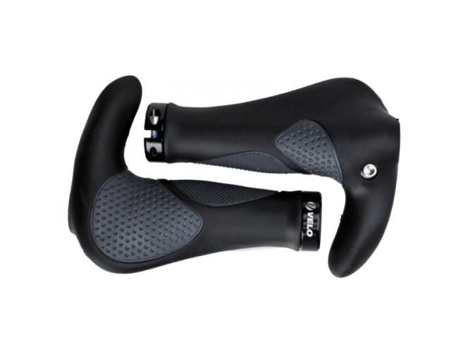 Gripy Rowerowe Z Rogami Velo VLG-1185AD3 - Czarne
